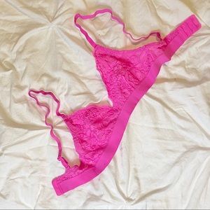 Xhiliration Neon Pink‎ Lacy Bralette Medium